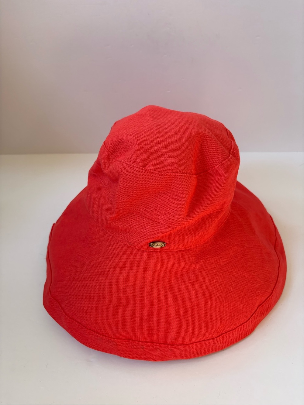 Scala Giana Cotton Upturn Sun Hat Coral Red Garden Pool UPF50 Resort Cruise